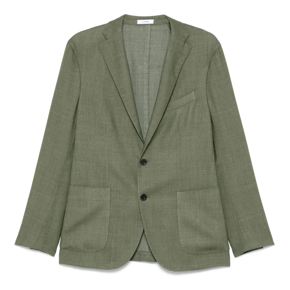 Boglioli Wollen blend jas met externe zakken Green Heren
