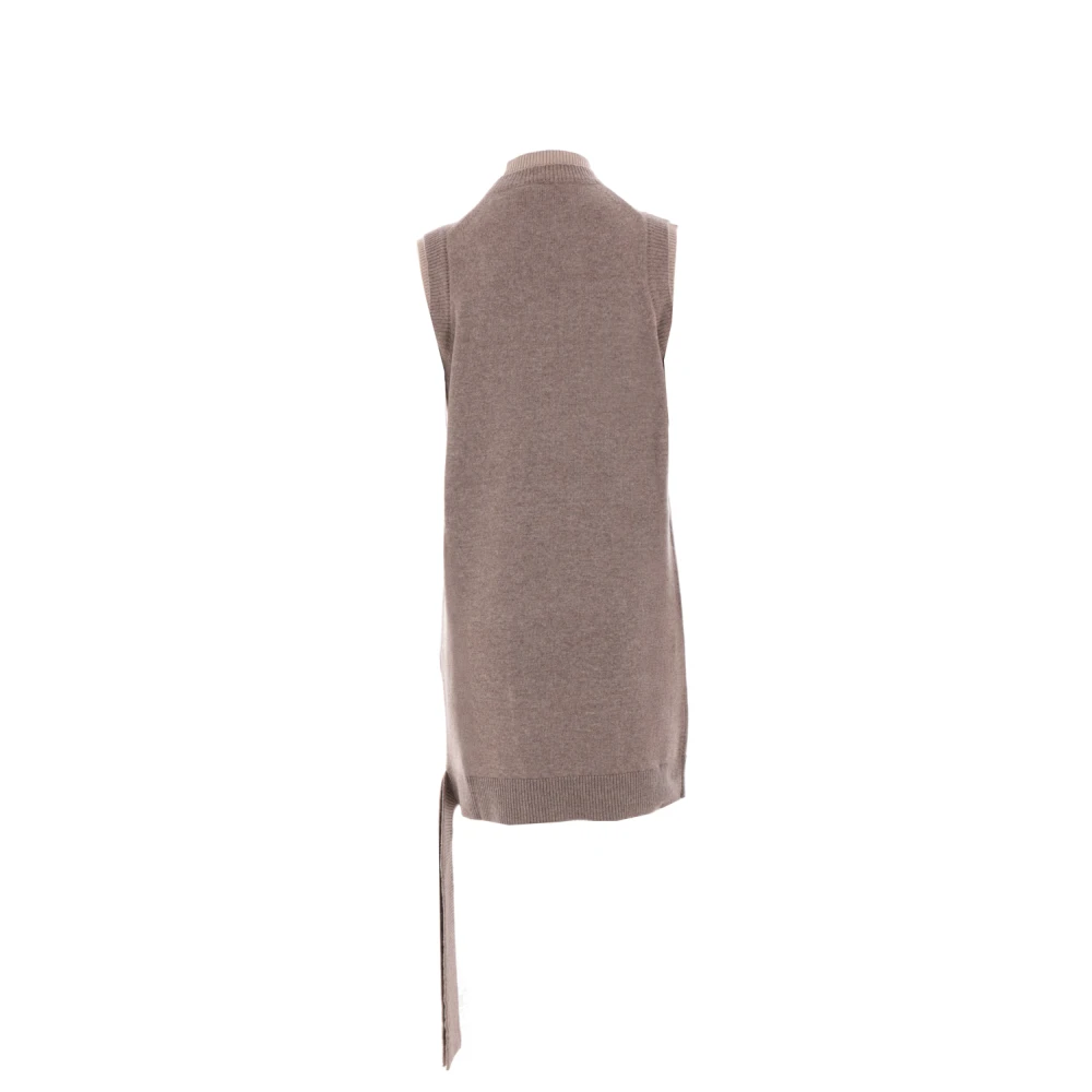 Fendi Beige Gebreide Mouwloze Logo Jurk Beige Dames