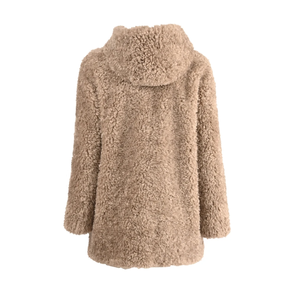 RRD Dames Winterjas met Teddybeer Effect Beige Dames
