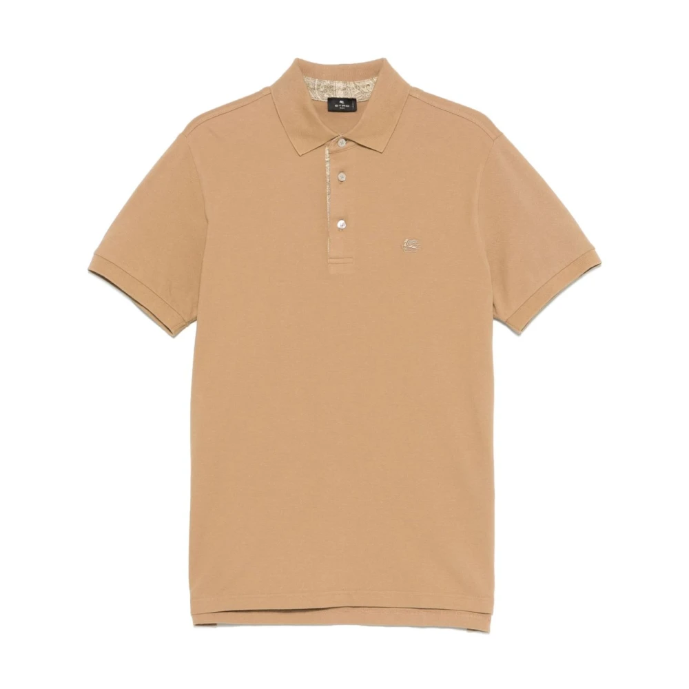 ETRO Bruine Polo Shirt Korte Mouw Beige Heren