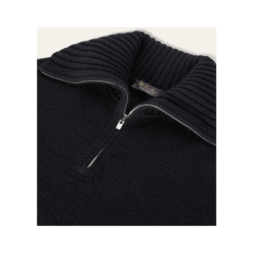 Loro Piana Zwarte Cashmere Half-Zip Sweater Black Dames