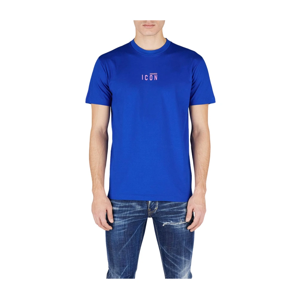 Dsquared2 Blauw Katoenen T-Shirt met Mini Logo Blue Heren