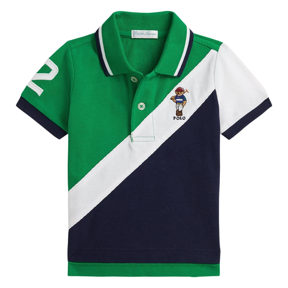 Ralph Lauren Men's Green Diagonal Stripe Bear Polo Shirt