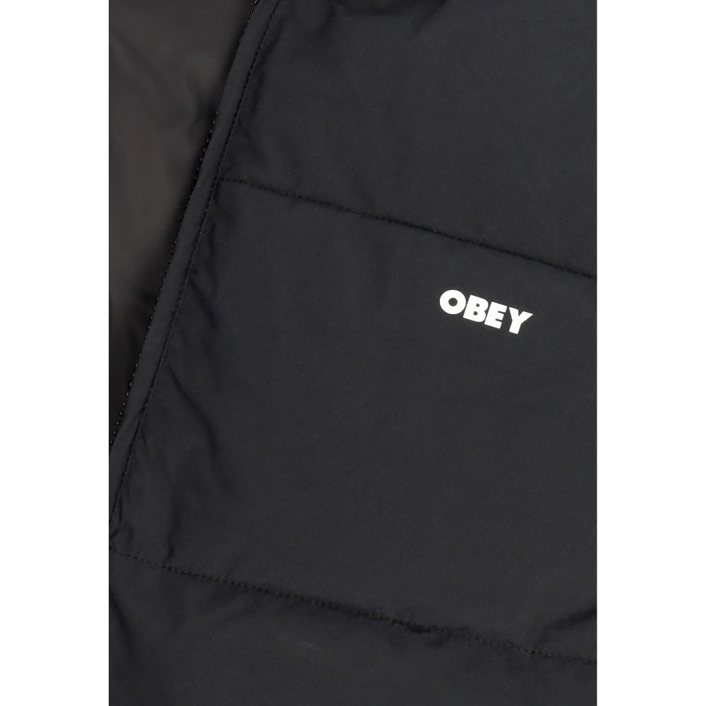Obey Zwarte Donsjas met Jersey Kraag Black Heren