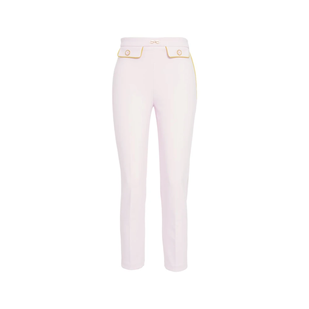 Elisabetta Franchi Rose Crepe Broek met Piping Pink Dames