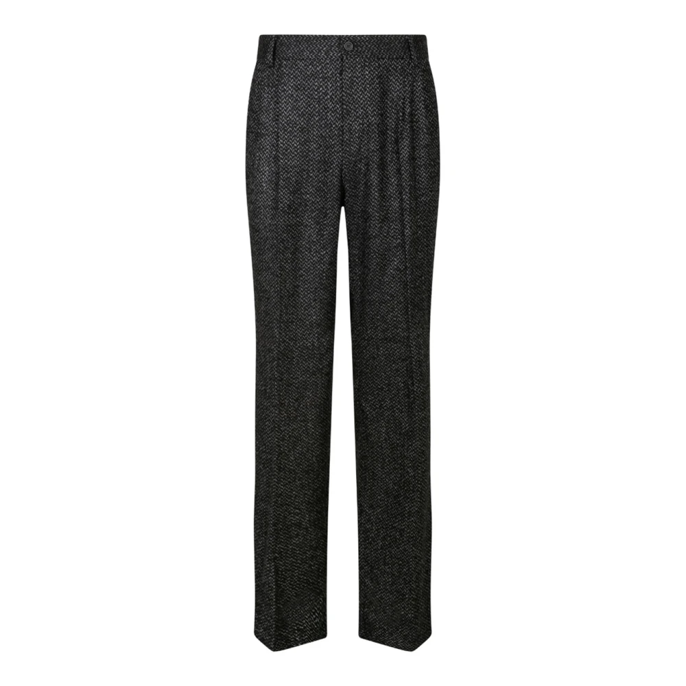 Dolce & Gabbana Men's Black Straight Trousers,, Smoky Wool Trousers Medium