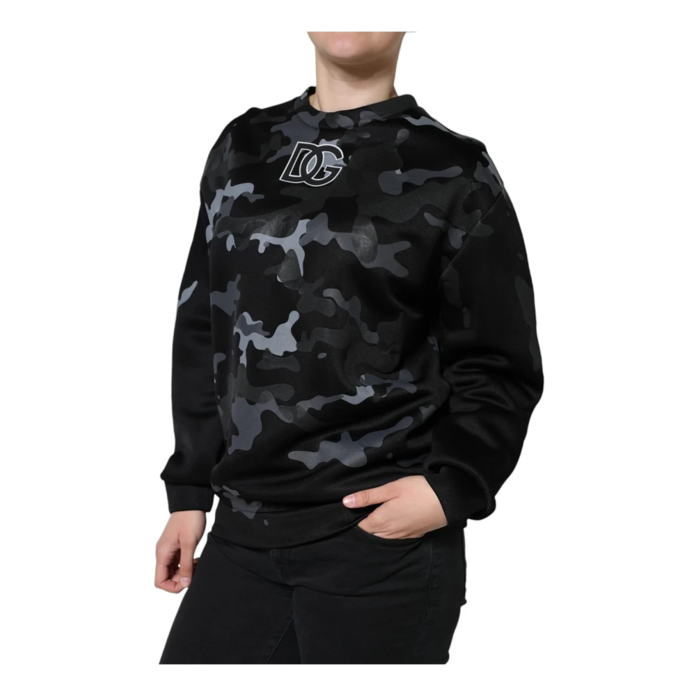 Dolce & Gabbana Camouflage Logo Ronde Hals Sweater Multicolor Dames