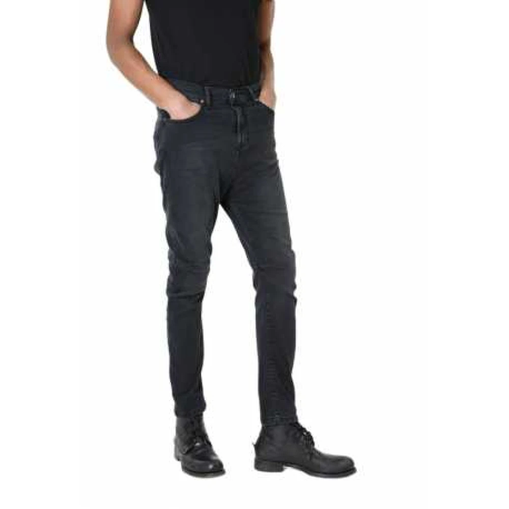 La Haine Inside Us Zwarte stretch jeans met kniestiksels Black Heren