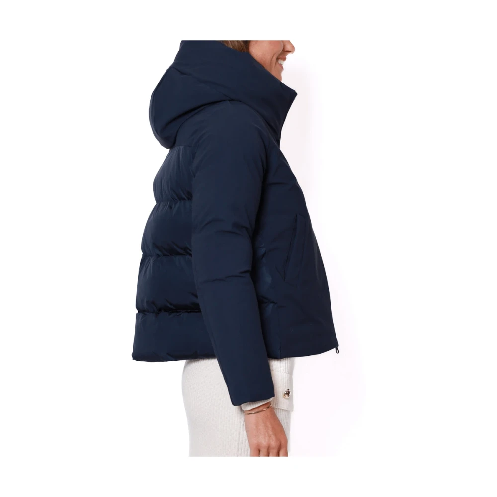 BomBoogie Korte Blauwe Winterjas met Omslagkraag Blue Dames