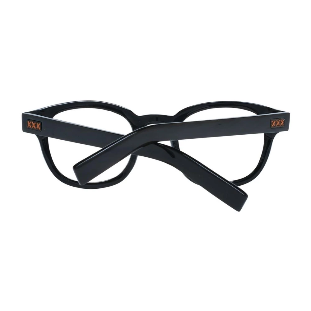 Ermenegildo Zegna Zwarte Ronde Hoorn Optische Frames Black Heren