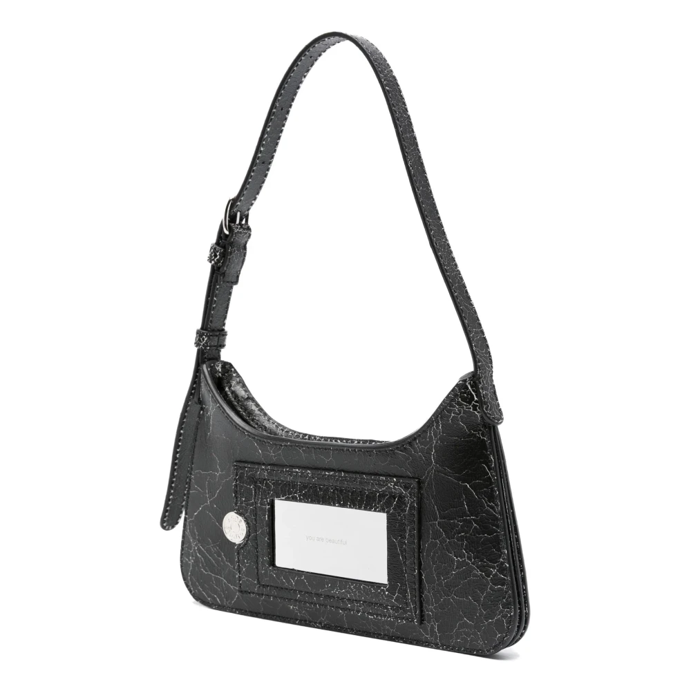 Acne Studios Gescheurde Leren Schoudertas Black Dames