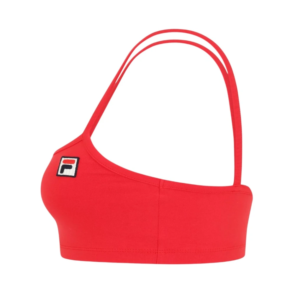 Fila Strakke Crop Top met Geborduurd Embleem Red Dames