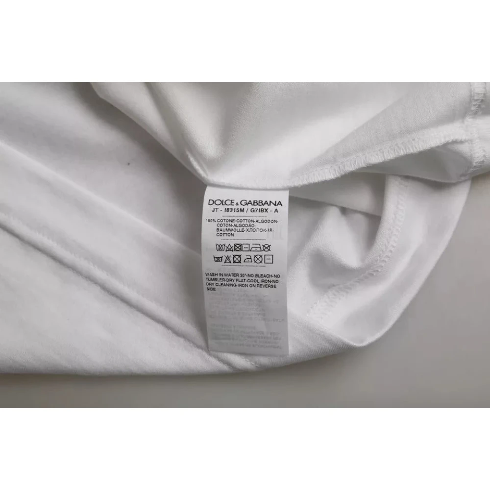 Dolce & Gabbana Wit Katoenen T-shirt met Ronde Hals en Korte Mouwen White Heren