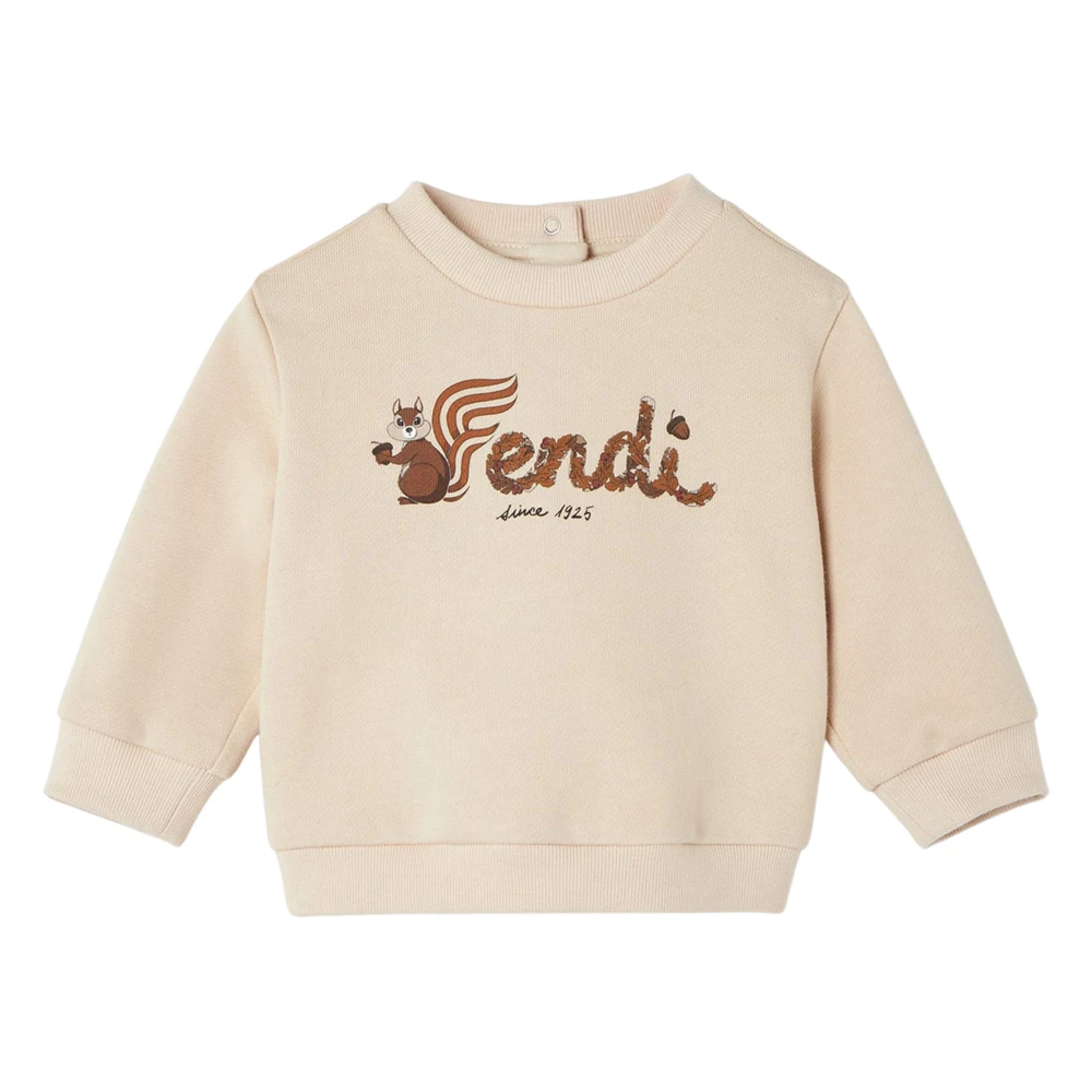 Fendi Unisex Kids Beige Squirrel Logo Sweatshirt - Kids Sweatshirts - 9 M - Kids