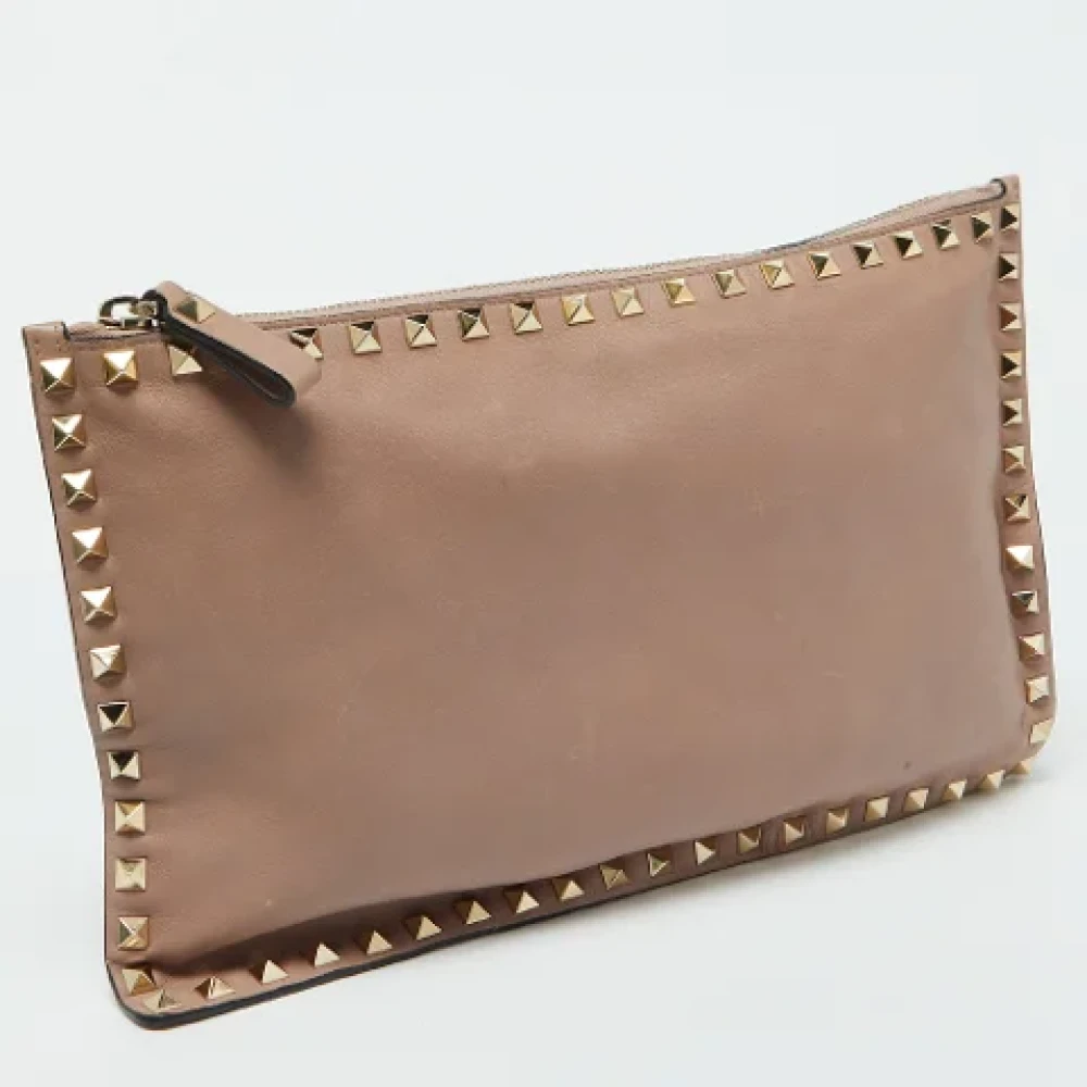 Valentino Vintage Pre-owned Leather clutches Beige Dames