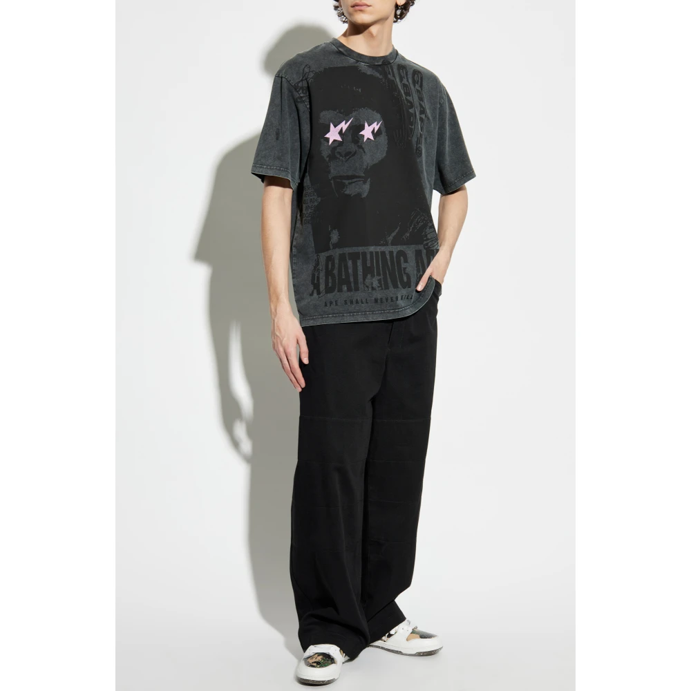 A Bathing APE T-shirt met logo Gray Heren