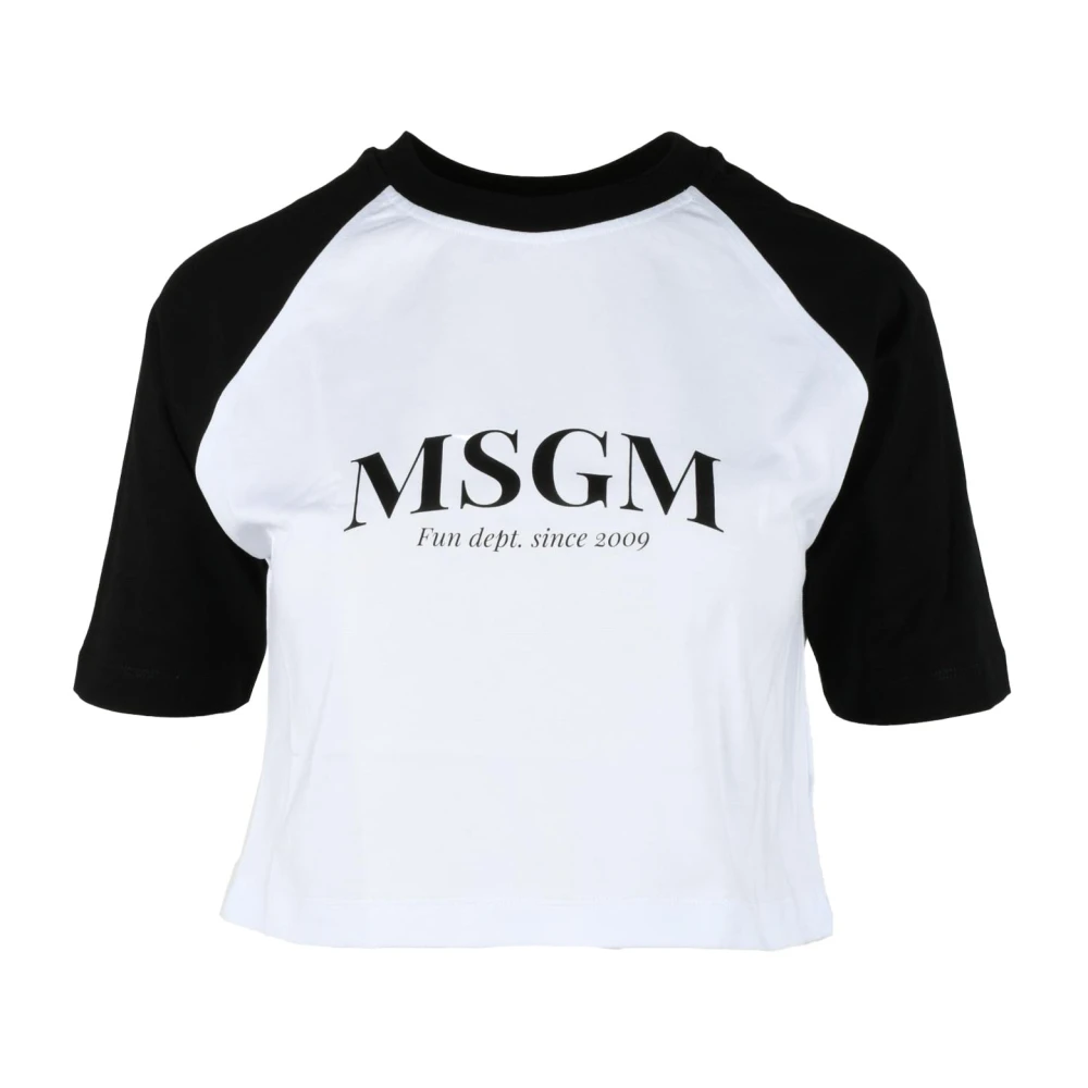 Msgm Katoenen T-shirt met uniek ontwerp White Dames