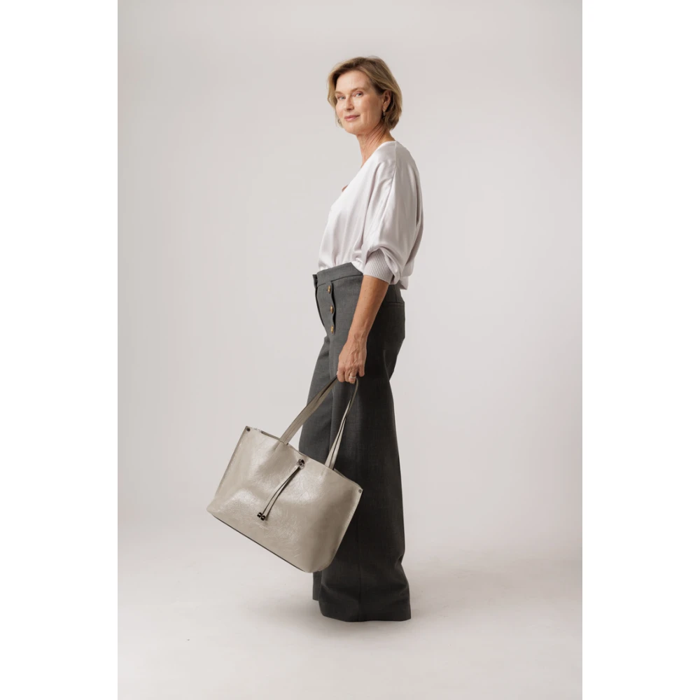Seductive Grijze Hoge Taille Broek met Gouden Knopen Gray Dames