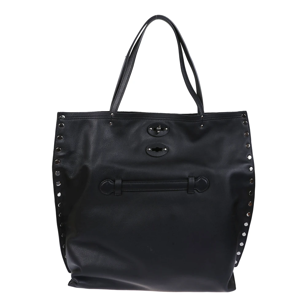 Zanellato Beige Leren Winkel Tas Twist Lock Black Dames
