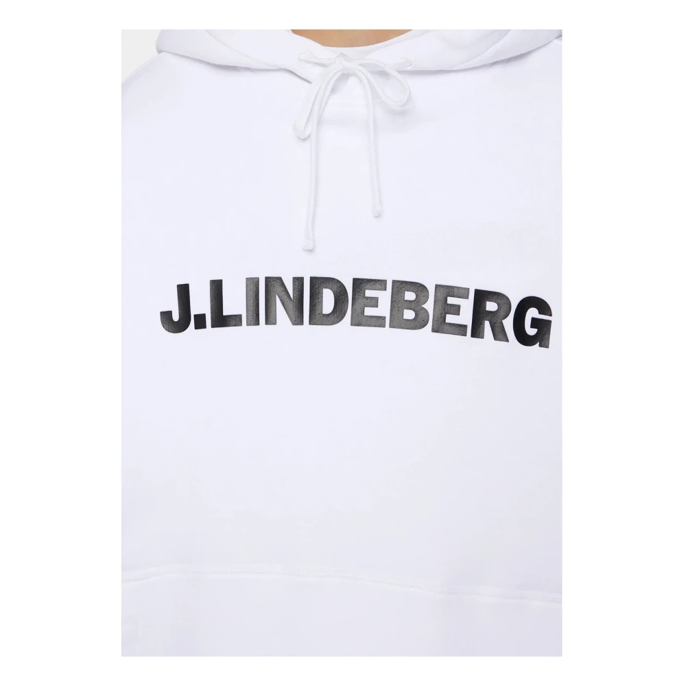J.LINDEBERG Witte Hoodie Callan Katoen Jersey Sweater White Heren