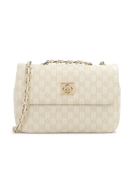 Elegant läderväska i beige tryck