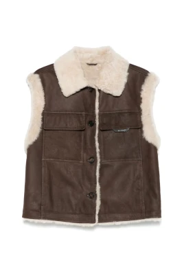 Brun Shearling Ärmlös Väst