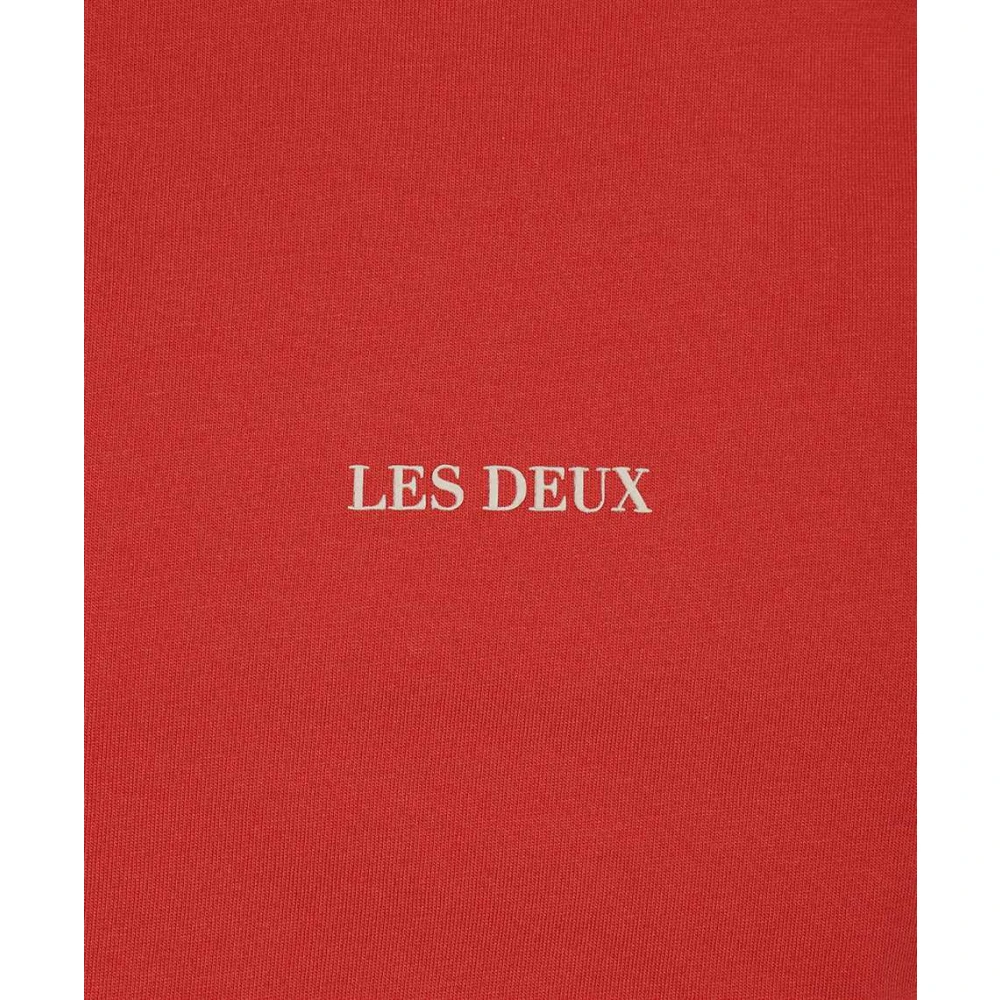 Les Deux Katoenen Crew-Neck T-Shirt Red Heren
