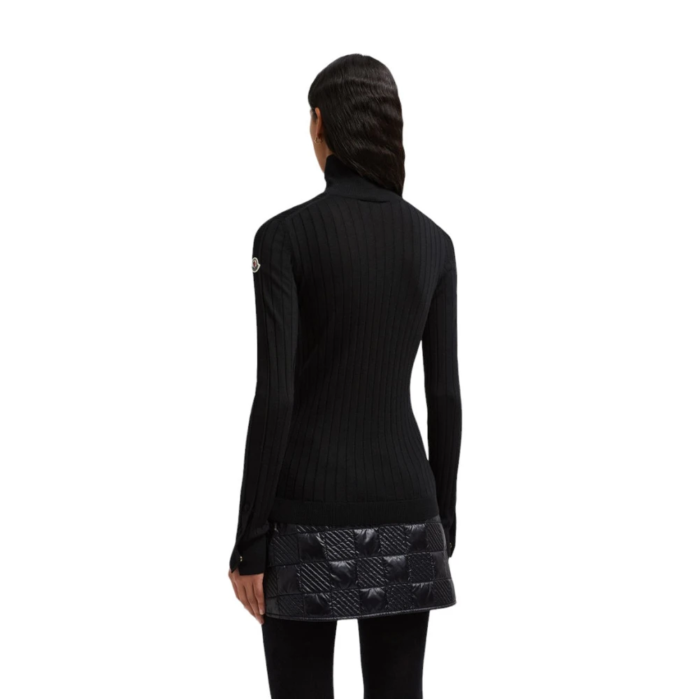 Moncler Luxe Wol Kasjmier Polo Hals Trui Black Dames