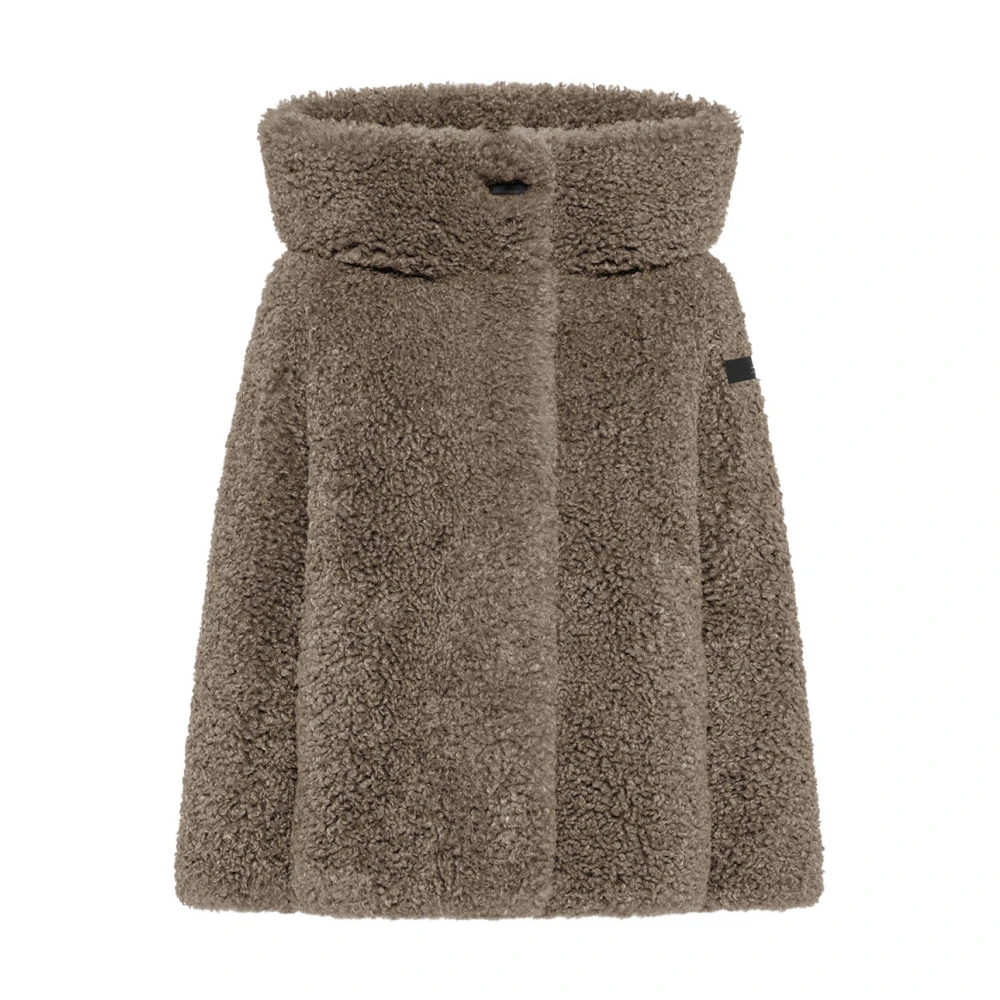 Rrd Women's Brown Faux Fur & Shearling Jackets, L, Lamb Hybrid Hood Jacket