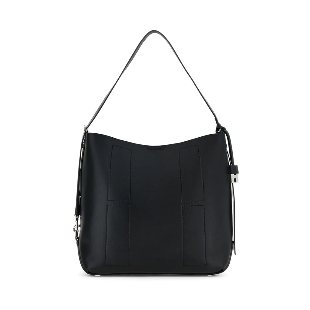 Hogan Women's Black Leather Shoulder Bag With Magnetic Fastening