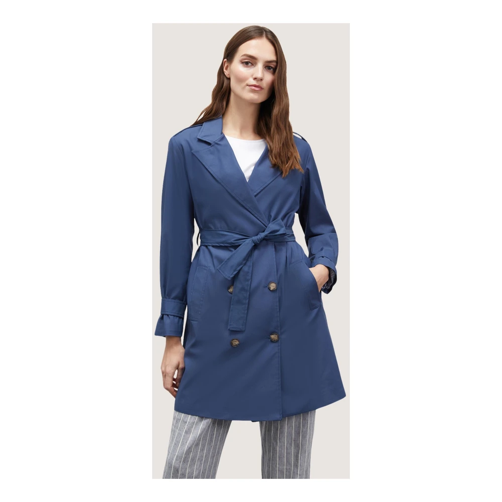 Motivi Korte dubbelrijige trenchcoat Blue Dames