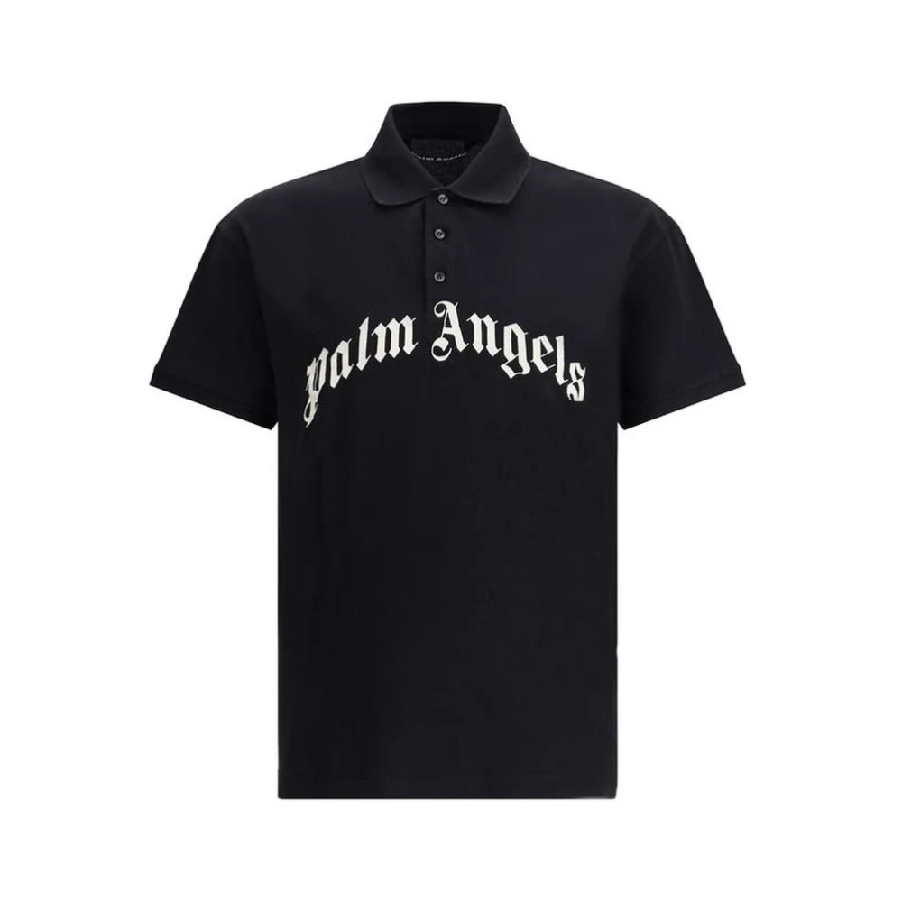 Palm Angels Geborduurd Logo Katoenen Poloshirt Black Heren