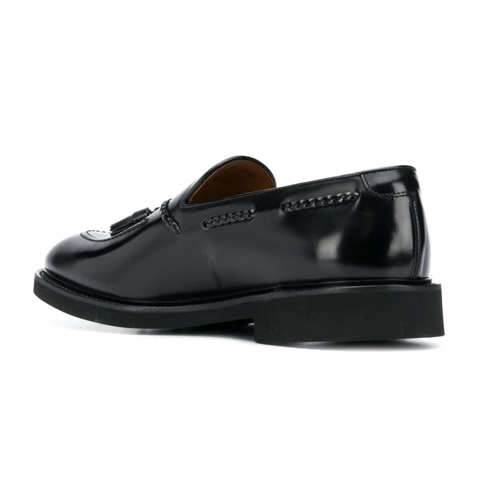 Doucal's Zwarte Leren Loafer Platte Schoenen Black Heren