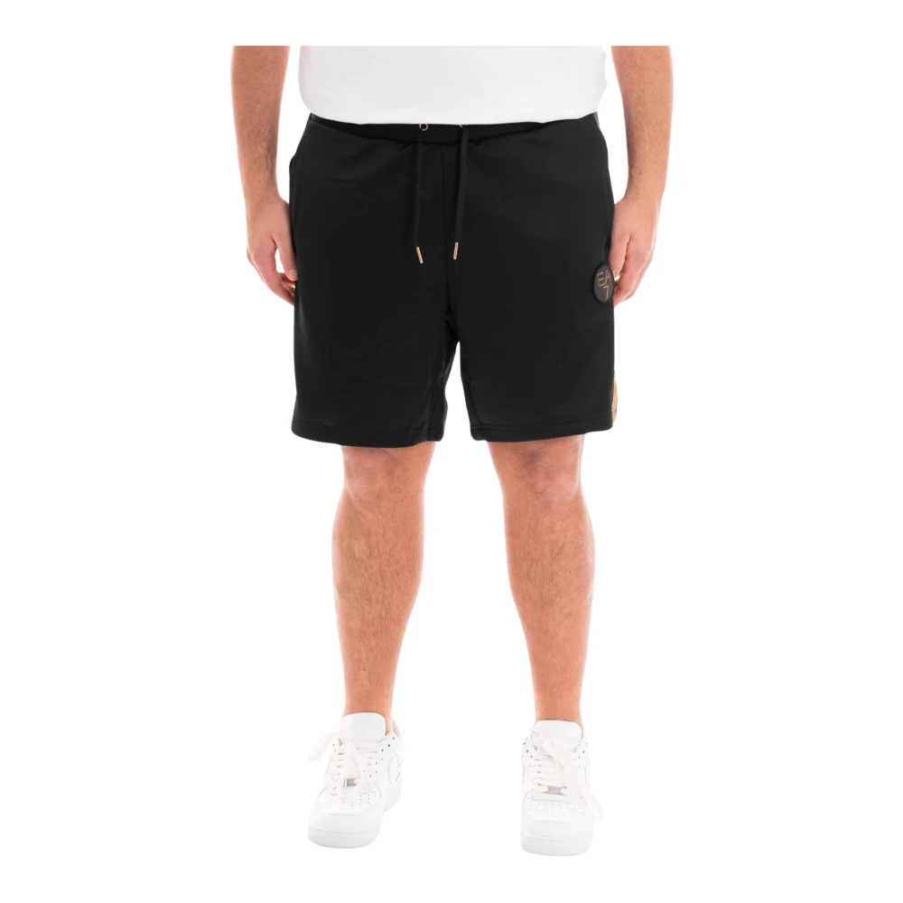 Emporio Armani EA7 Zwarte Voetbal Technische Shorts Regular Fit Black Heren