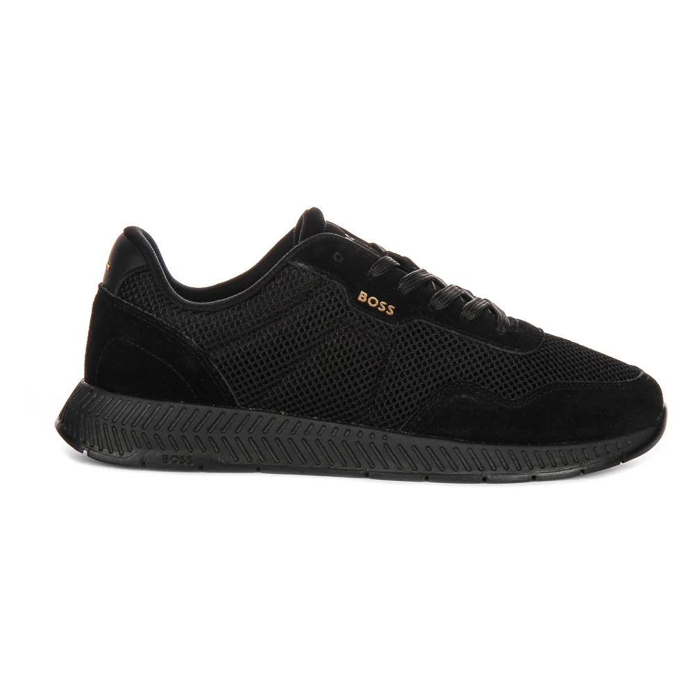 Hugo Men's Black Sneakers, 11 Uk, Gold Mesh Trainers Titanium Runn