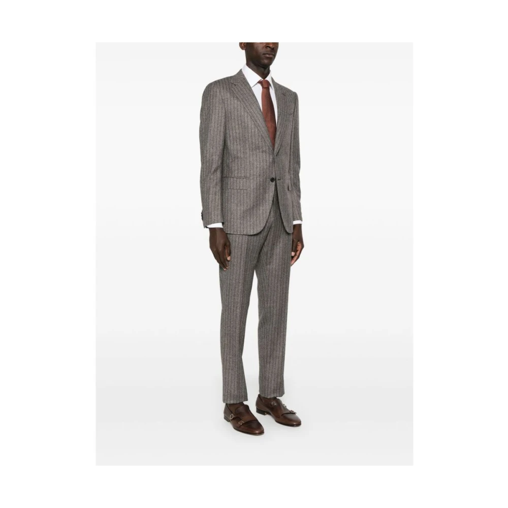 Caruso Pinstripe Herringbone Blazer en Broek Set Gray Heren
