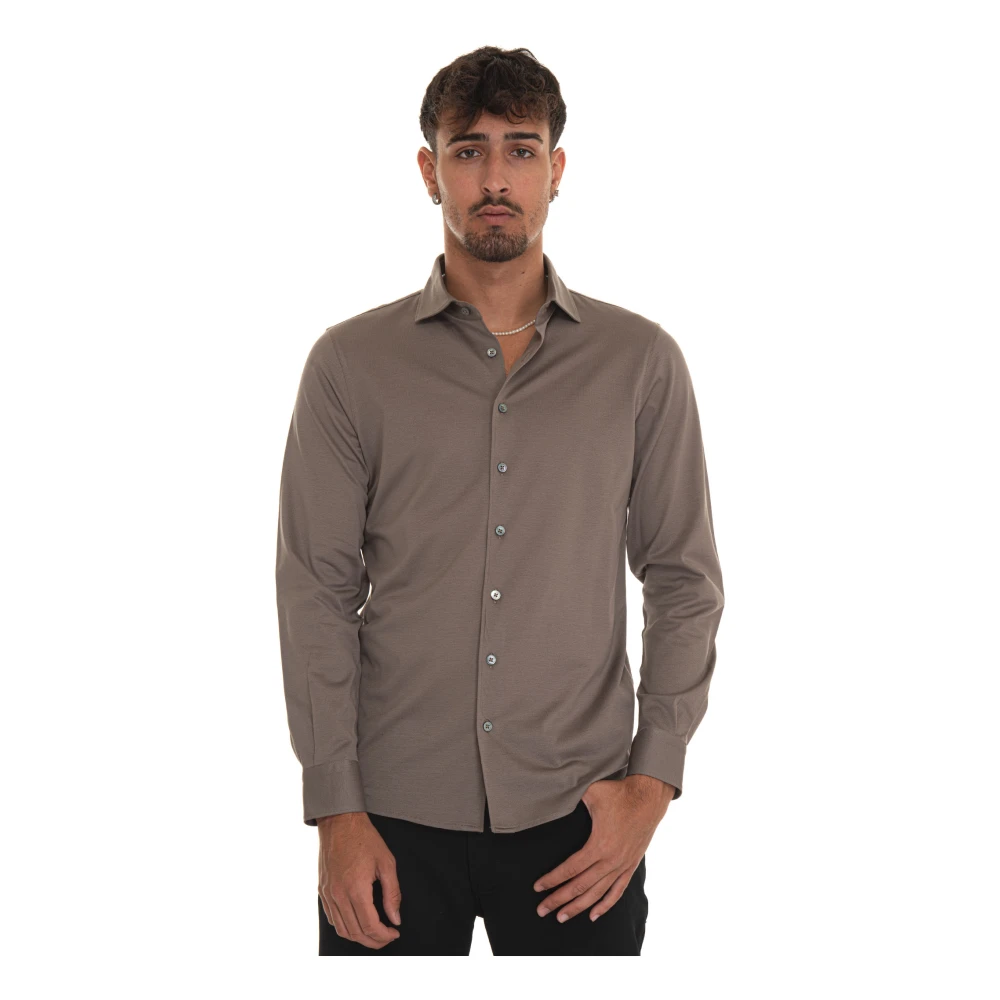 Gran Sasso Elegant Classic Shirt Brown Heren