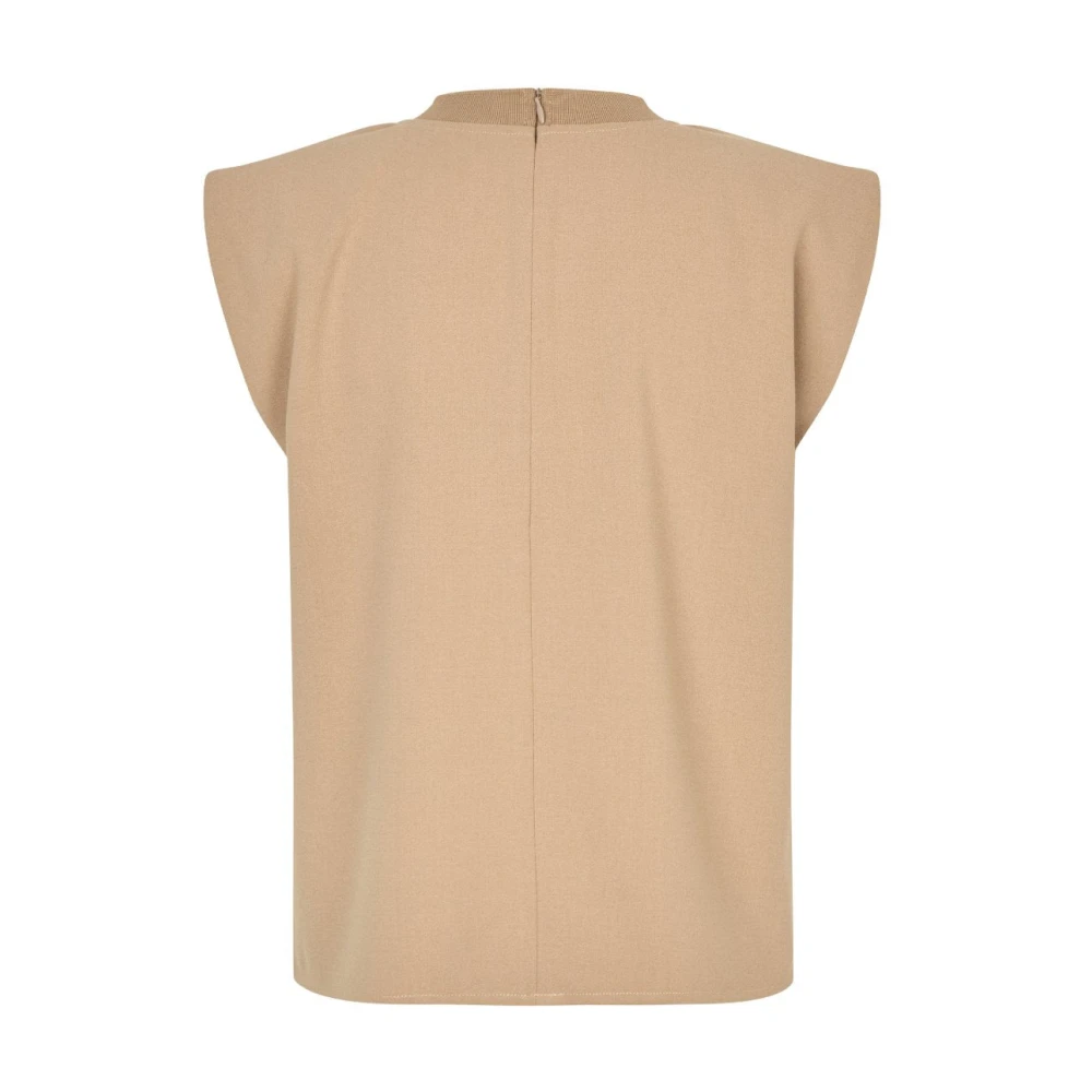 MbyM Beige Mouwloze Top met Schoudervullingen Beige Dames
