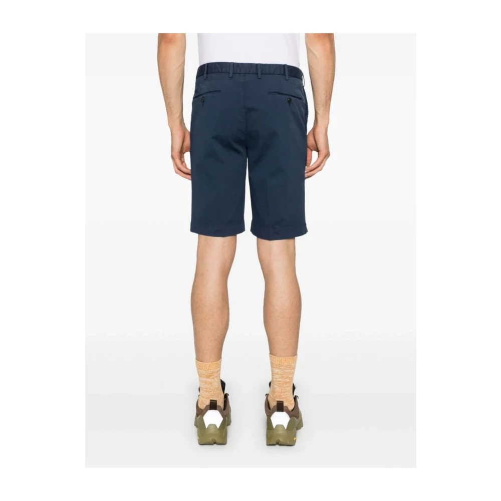 PT Torino Blauwe Katoenen Bermuda Shorts Rits Sluiting Blue Heren