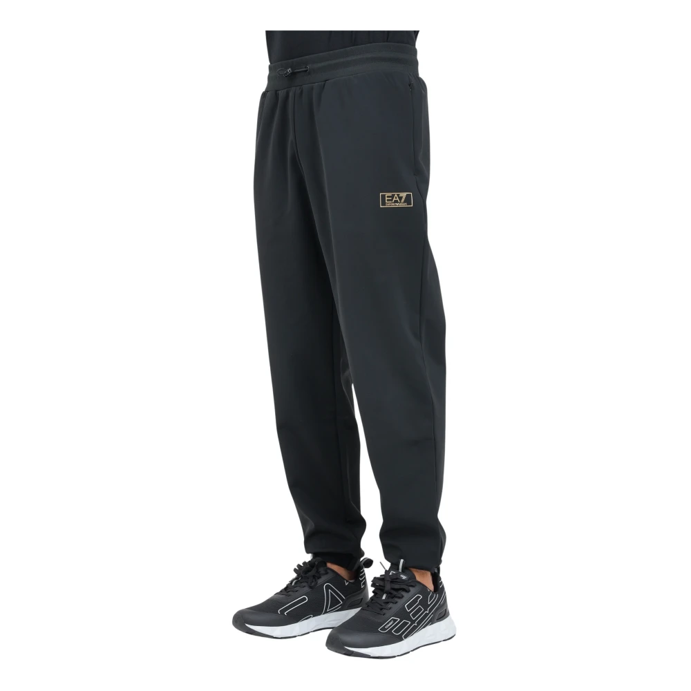 Emporio Armani EA7 Sportieve Zwarte Broek met Logo Black Heren