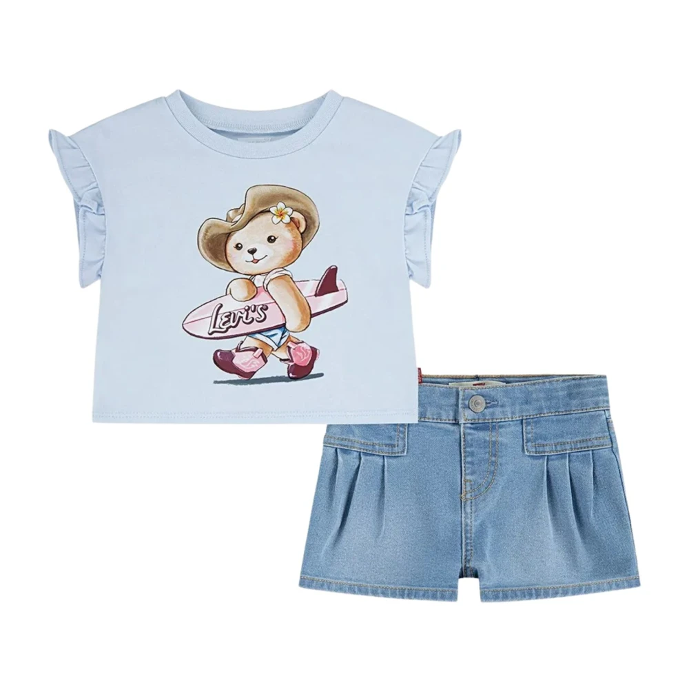 Levi's Girls Blue Lvg Ss Top Pleated Short Set - Kids Sets - 3 Y - Kids