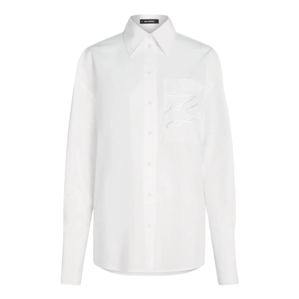 Karl Lagerfeld Vrouw Wit Overhemden Dames, L, Katoen, Autograph Poplin Shirt
