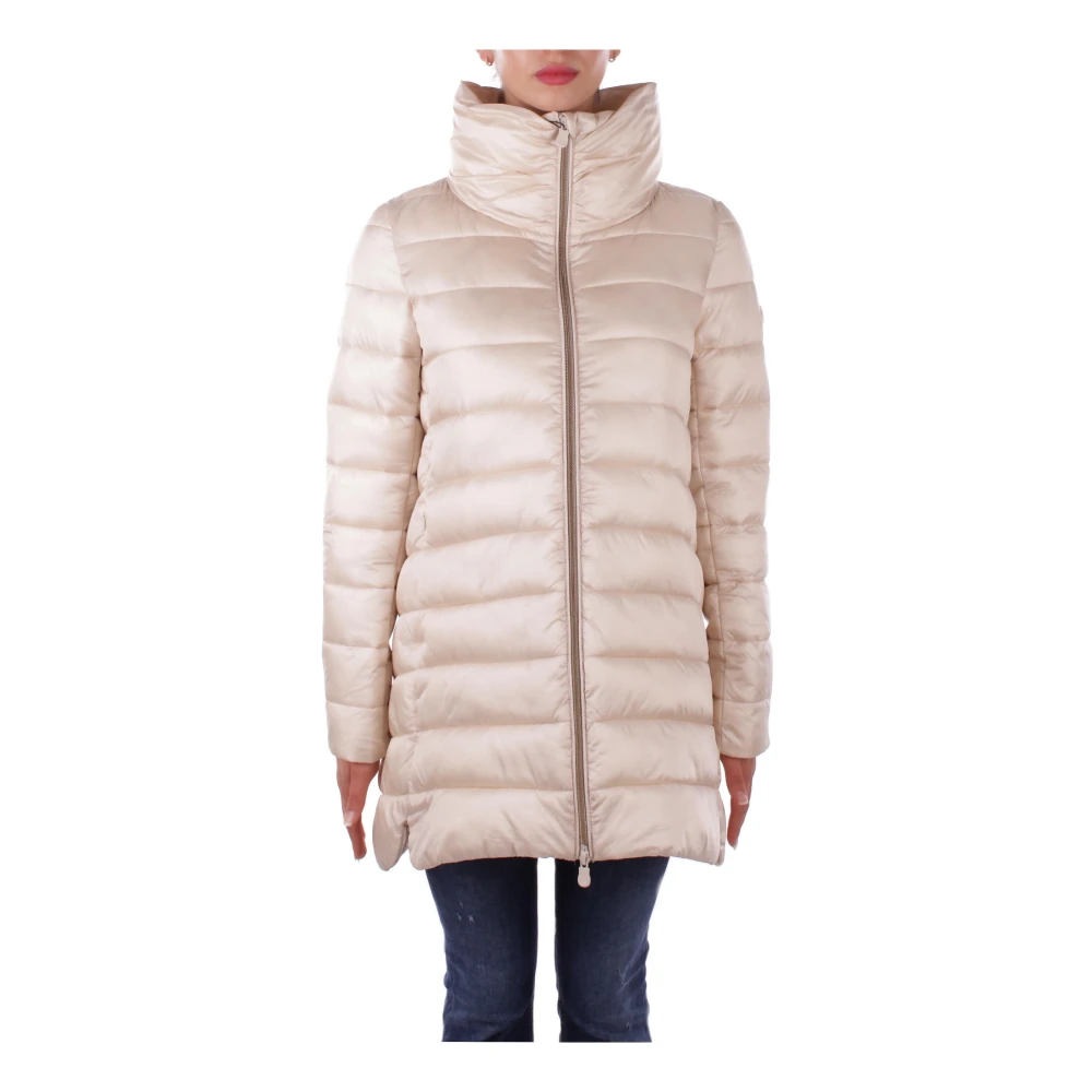 Save The Duck Beige Duck Logo Jas met Rits Beige Dames