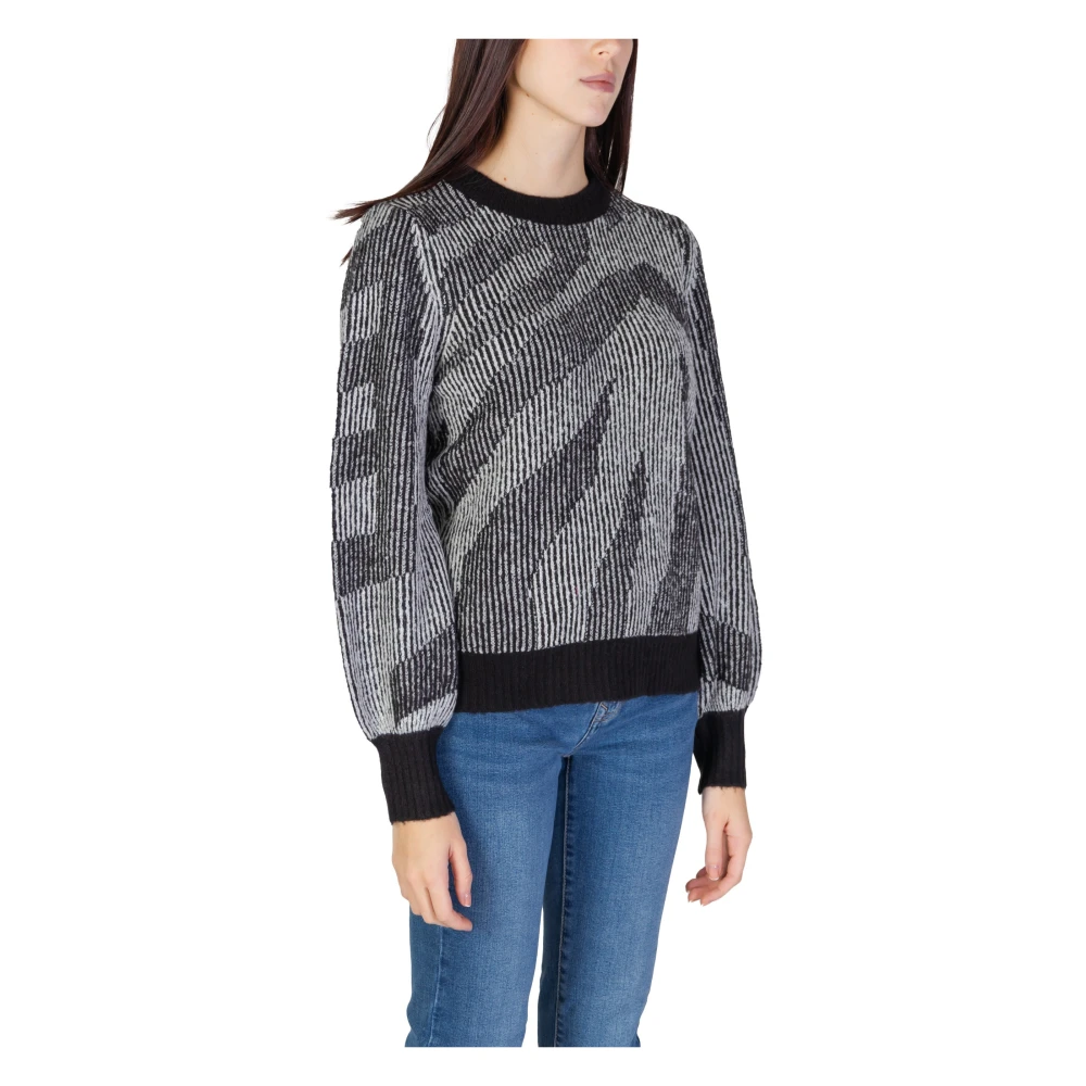 Vila Zwarte Gebreide Ronde Hals Trui Black Dames