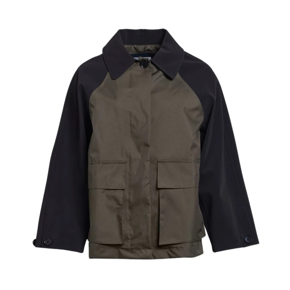Stutterheim Varsity-Style Patch Regenjas Green Dames
