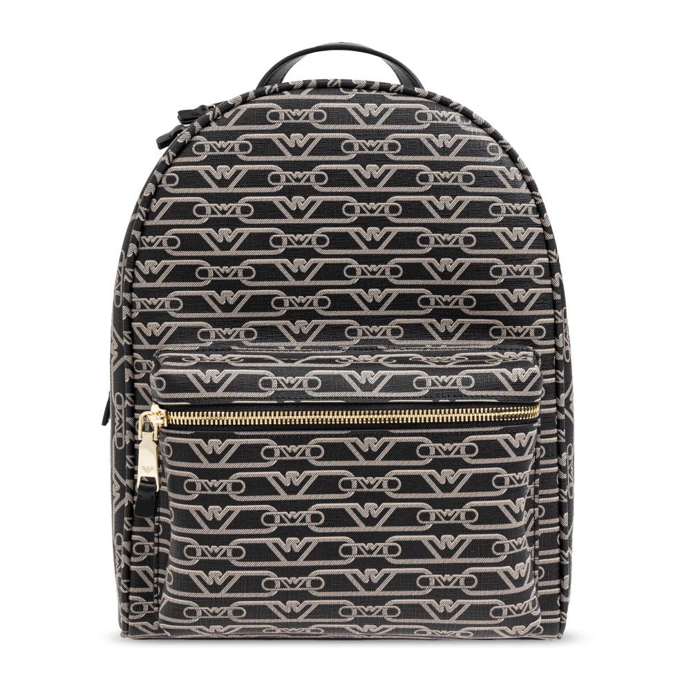 Emporio Armani Women's Black Backpack With Monogram - Backpacks - One Size - Bags