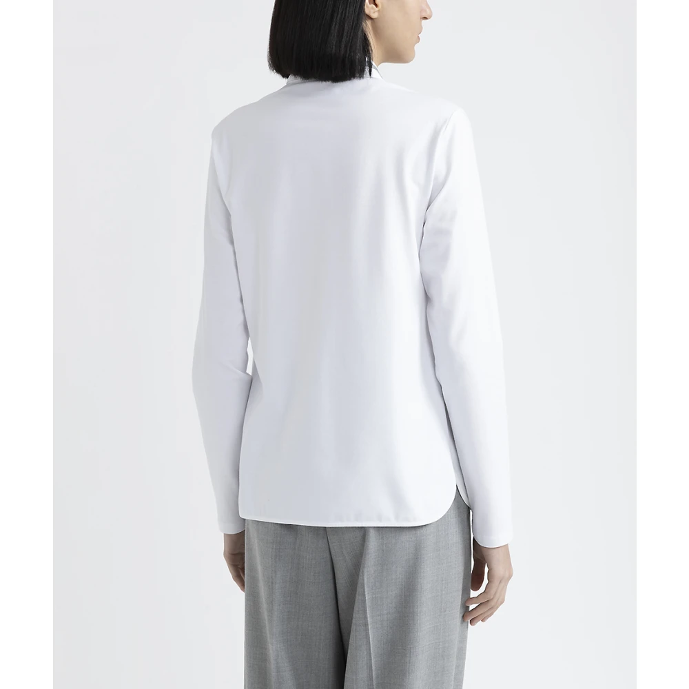 PESERICO Poplin en katoenen jersey shirt White Dames