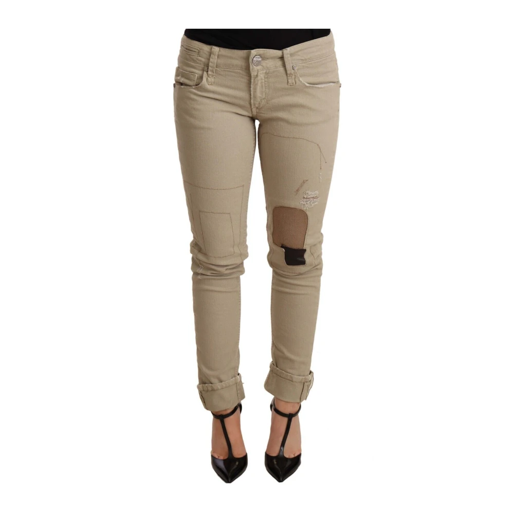 Acht Beige Denim Cotton Bottom Slim Fit Folded Pant - W26 | IT40 - Image 2