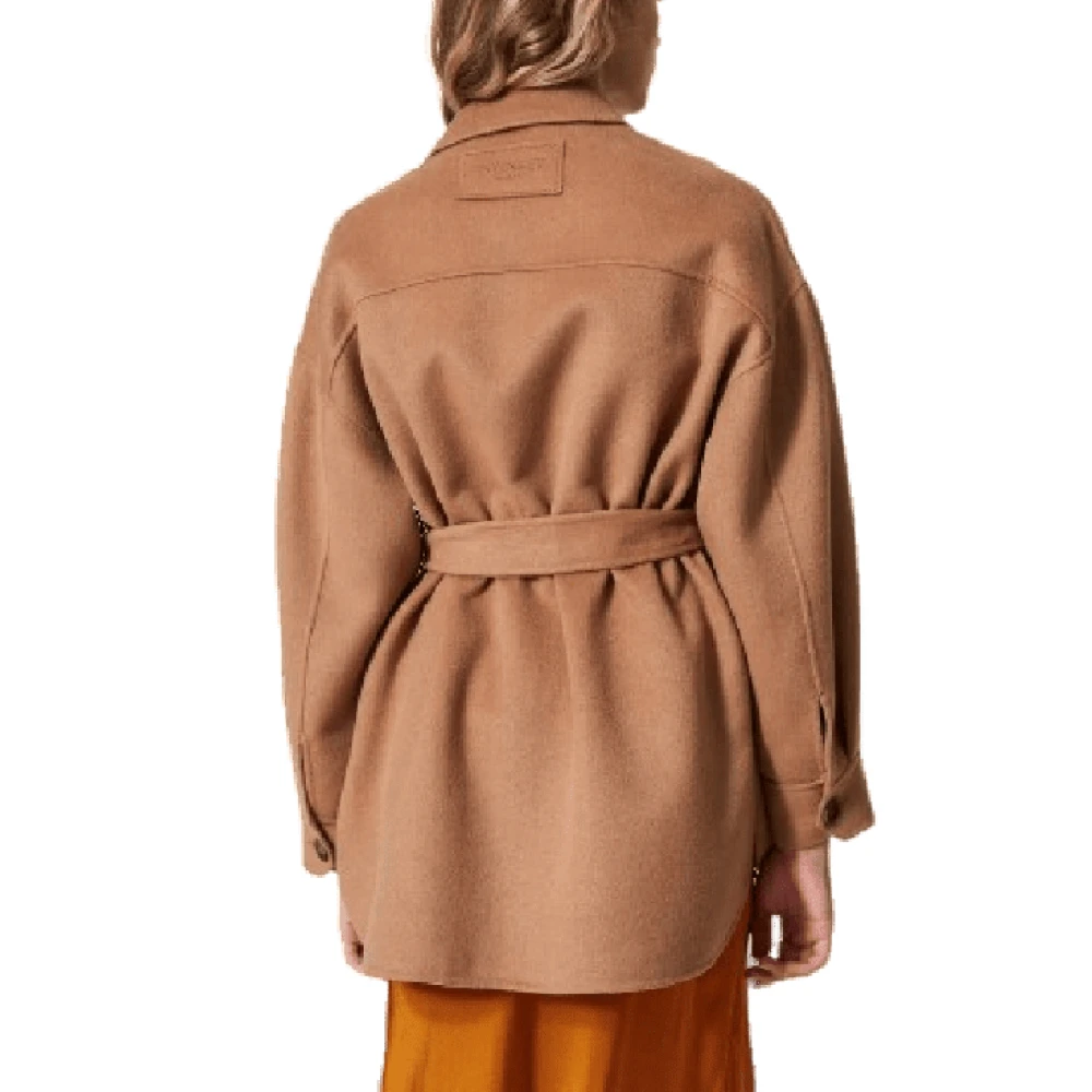 Twinset Korte dubbele wollen cabanjas Brown Dames
