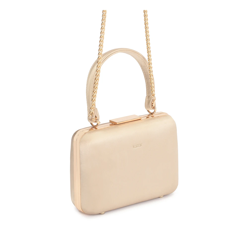 Kazar Stevige leren tas met een handvat en een ketting Beige Dames